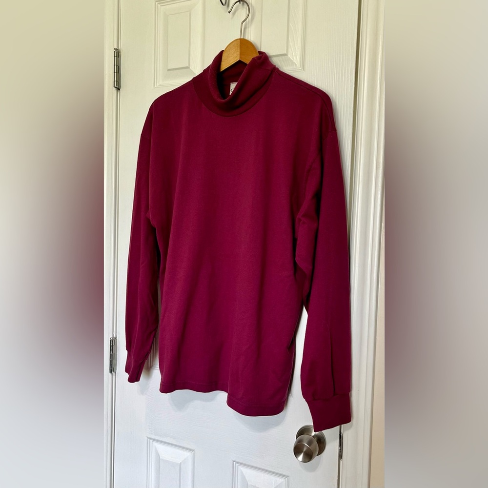 Ash Creek Wine Colored Soft Wear Long Sleeve Turtleneck Size Large Vintage - Picture 4 of 7